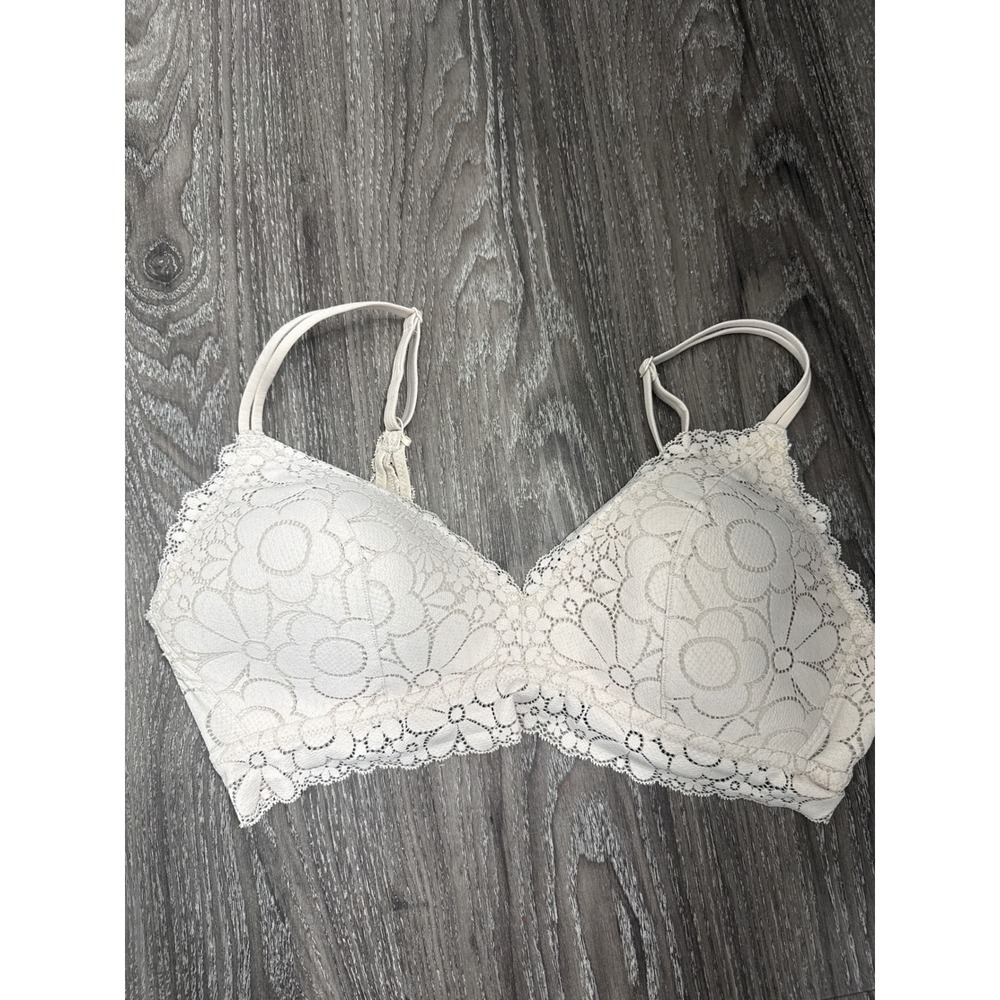 3/$30 Aerie‎ Cream Floral Lace Bralette Lightly Padded Adjustable Straps